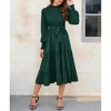 Women's Ruffle Mock Neck Long Sleeve Smocked Midi Dress Casual Elastic Waist Tiered Long Dress - 4 of 4