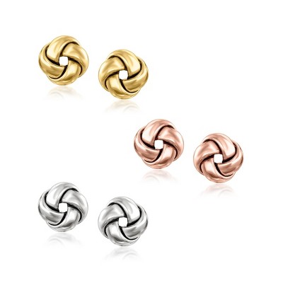 Ross-Simons Italian Tri-Colored Sterling Silver Jewelry Set: 3 Pairs Of Love Knot Earrings