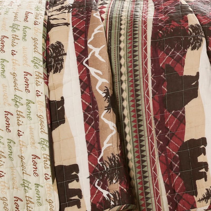 King 3pc Lodge Reversible Quilt Set Red/Brown - Lush D&#233;cor, 5 of 6
