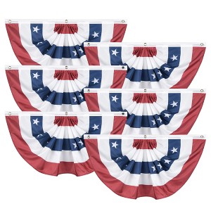 Yescom 1.5x3 Ft USA Pleated Fan Flag Half Fan Banner American Bunting Decoration 6 Pack - 1 of 4
