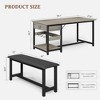 Dining Table Set for 4, Rustic Bar Height Dining Set with Storage & Upholstered Benches, Kitchen Table Set Island Table for Home Bar, Pub - 2 of 4
