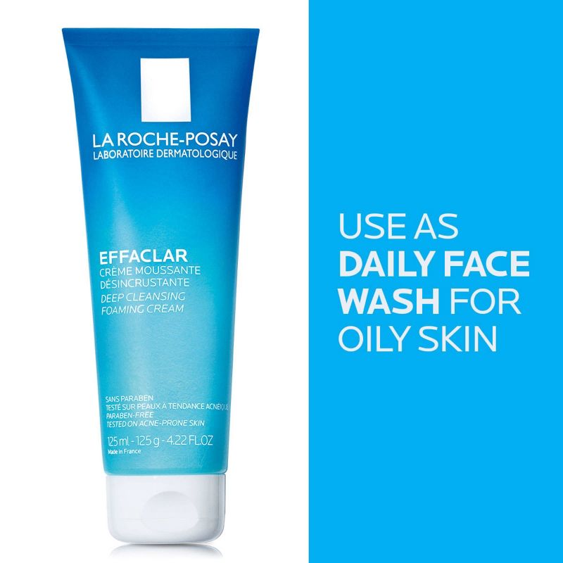 La Roche Posay Effaclar Deep Cleansing Foaming Cream Face Cleanser - Unscented - 4.2oz, 4 of 8