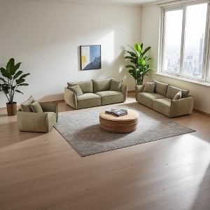 Modern Linen 3+3+1 Sofa Set with Wood Frame - 1 of 4