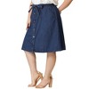 Agnes Orinda Women's Plus Size Denim Tie High Waist Front Button Down A-Line Midi Jeans Skirts - 4 of 4