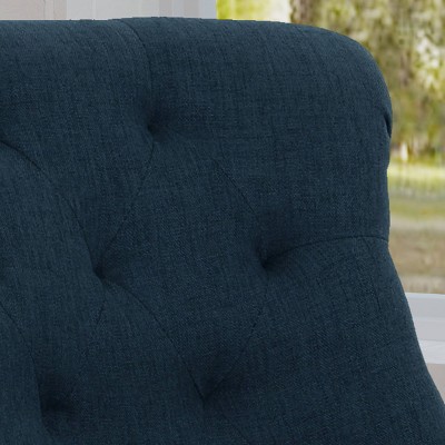 Contemporary Navy Blue Fabric Armless Office Chair with Chrome Base