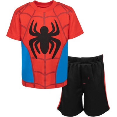 Marvel Spidey and His Amazing Friends Spider-Man Little Boys Graphic T-Shirt Mesh Shorts Set Red/Black 6