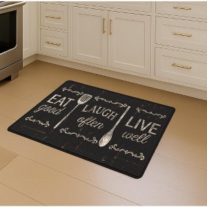 Home Mart Goods Black Washable Kitchen Mat With Non-Slip Backing - 17"x24" - 1 of 4