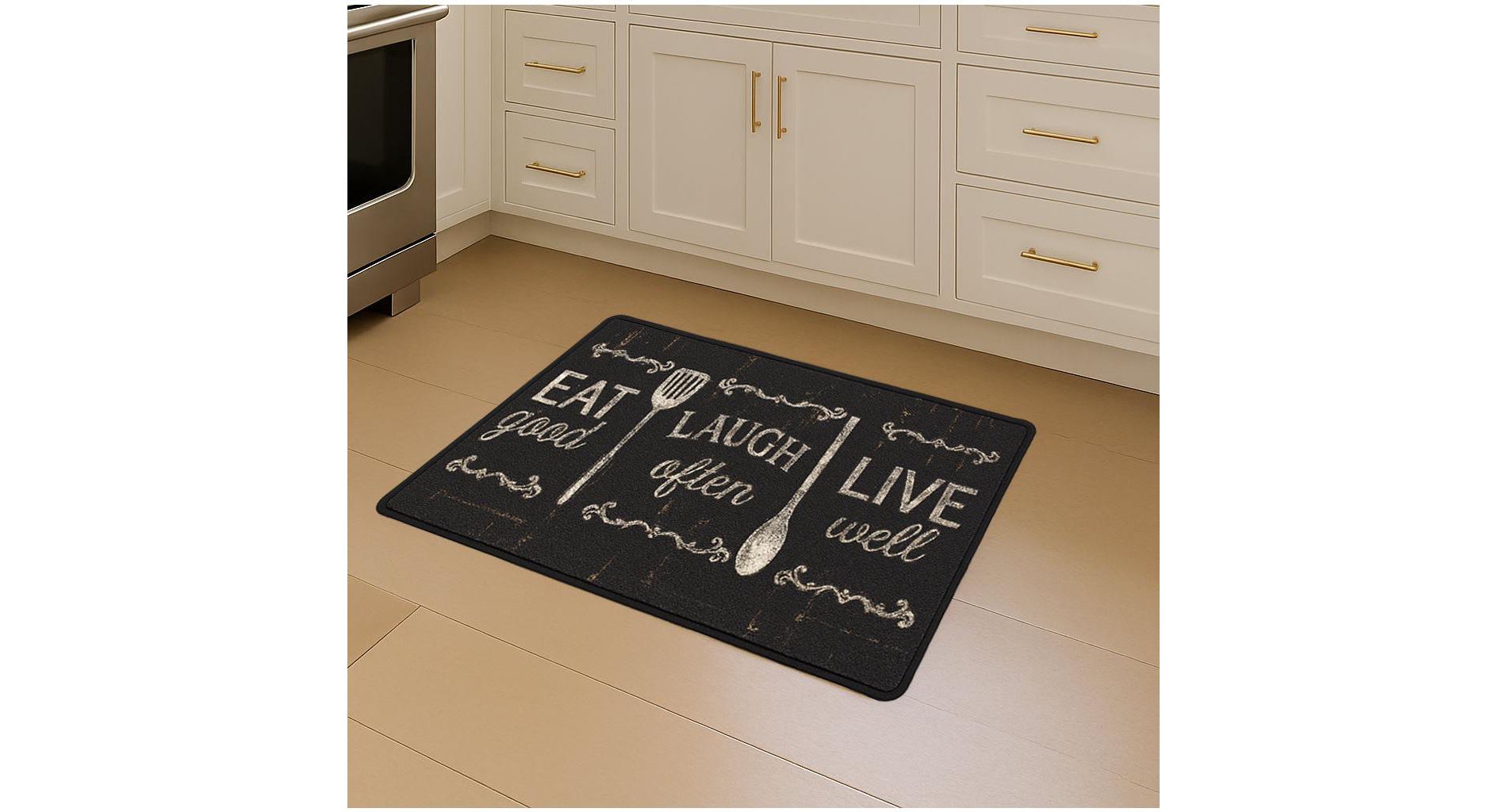 Home Mart Goods Black Washable Kitchen Mat With Non-Slip Backing - 17"x24"