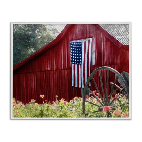 Stupell Industries Red Barn With American Flag, 20