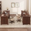 Acekool Executive Desk with Drawers and Charging Station, 53.54" Farmhouse Computer Desk with File Cabinet, Home Office Workstation, White Walnut - 3 of 4