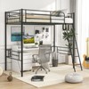 Tangkula Twin Size Loft Bed Metal Loft Bed Frame with Inclined Ladder & Safety Guardrail Space-saving Platform Bed with Ample Space Underneath - 2 of 4