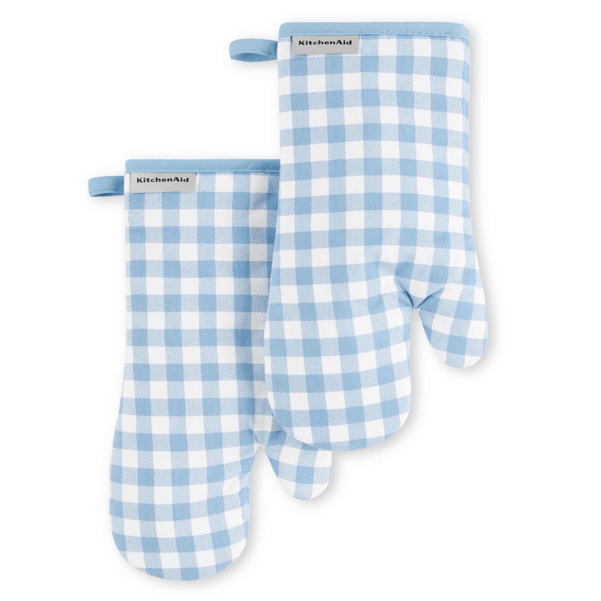 KitchenAid Gingham Oven Mitts 2-Pack, Blue Velvet