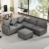 85.4"W U-Shaped Sectional Sofa Couch, L-Shaped Sofa with a Movable Ottoman and Two USB Ports for Living Room - ModernLuxe - 2 of 4