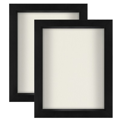 Americanflat Shadow Box Frame in Black with Soft Linen Back - Composite Wood Frame with Shatter Resistant Glass for Wall and Tabletop - 2 Pack