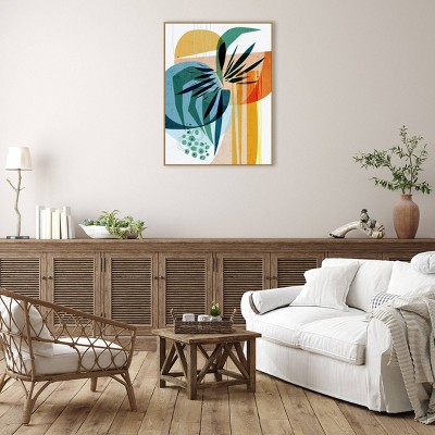 32" x 42" Summer Tropics by Ishita Banerjee Framed Canvas Wall Art Print - Amanti Art: Modern Lithograph, Polystyrene Frame