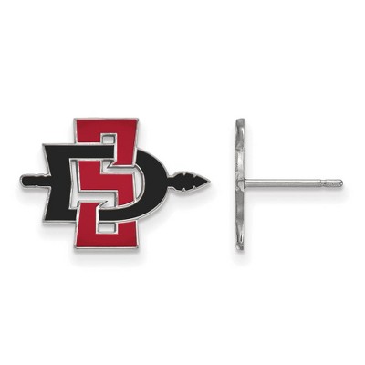 Black Bow Jewelry 14k White Gold San Diego State Aztecs NCAA Post Earrings
