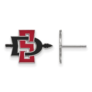Black Bow Jewelry 14k White Gold San Diego State Aztecs NCAA Post Earrings - 1 of 3