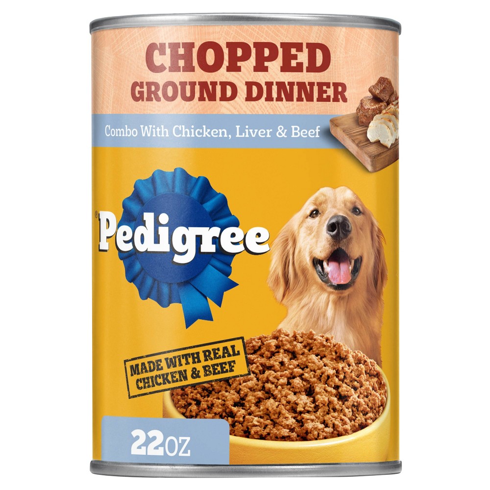 Photos - Dog Food Pedigree Chicken, Liver and Beef Flavor Chopped Ground Dinner Wet - 22oz 