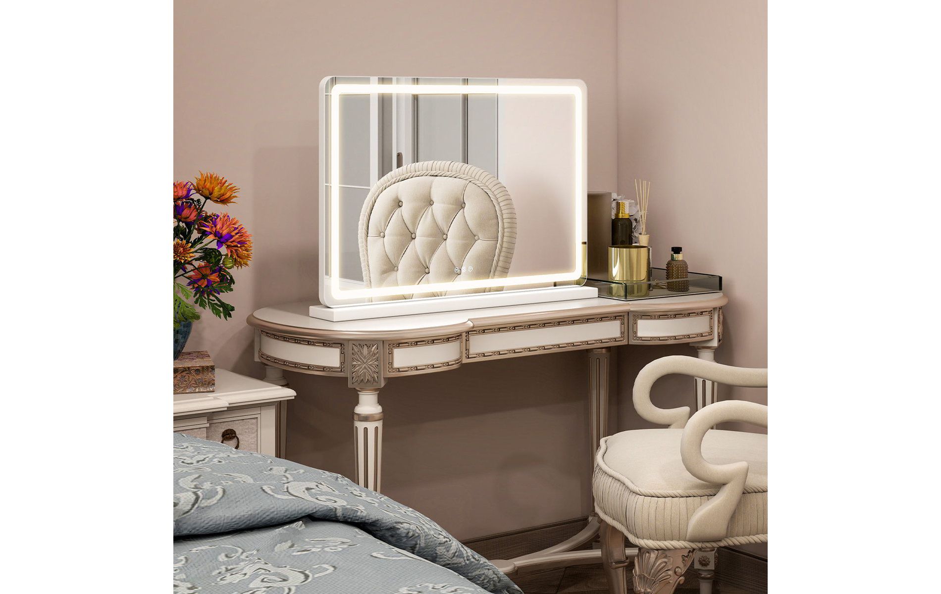 JIONJOY Lighted Makeup Mirror with USB, Aluminum Frame Vanity Mirror
