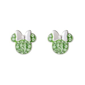 Disney Womens Minnie Mouse Sterling Silver Pave Crystal Birthstone Stud Earrings - 1 of 4