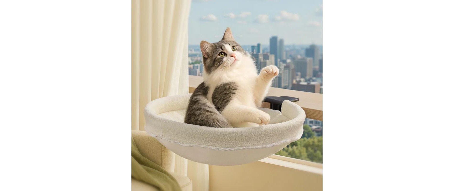 GOTGELIF Desk Cat Bed Hammock - Comfortable & 360° Rotation, Washable Desk Perch, Supports Up to 50lbs