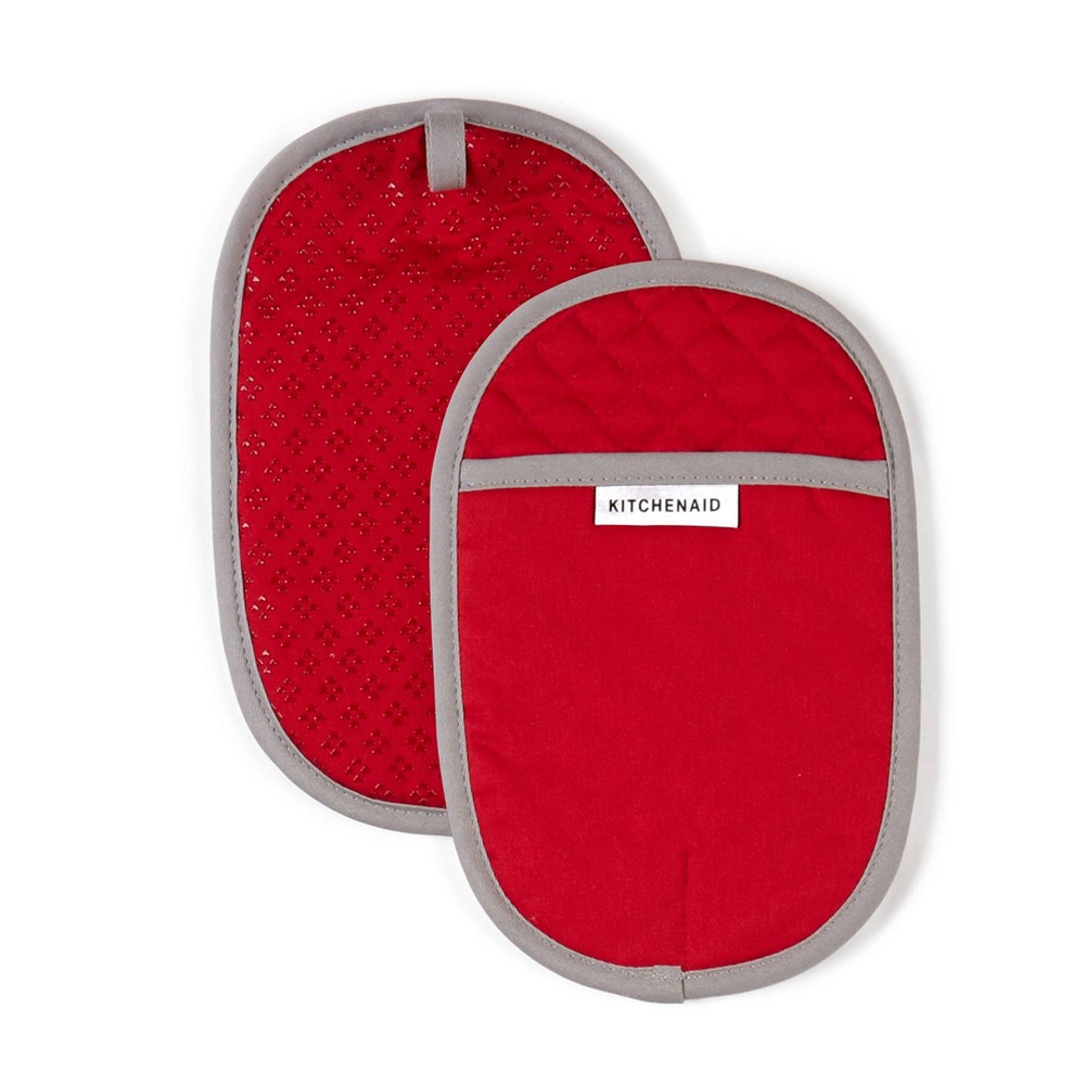 Photos - Potholder / Apron KitchenAid 2pk Cotton Asteroid Pot Holders, Red 