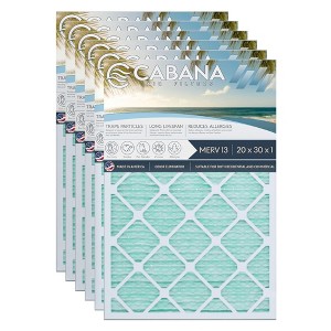 Cabana Air Filters 6 Pack Home HVAC Furnace Air Filters, Capture Unwanted Particles with Pleated Design, MERV 13, 20 x 30 x 1, White - 1 of 4