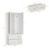Famapy Wardrobe Clothes Organiser Multi Storage with Mirror and Hanging Rods - 3 of 4