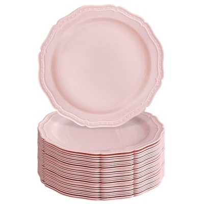 Silver Spoons Elegant Disposable Plastic Plates for Party, Heavy Duty Disposable Dinner Set (20 PC)