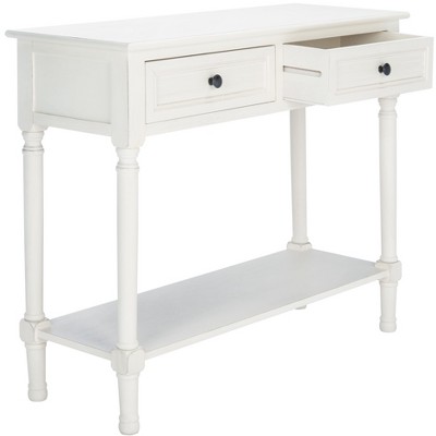 Tate Modern Farmhouse 40" White Wood & Metal Console Table with Storage