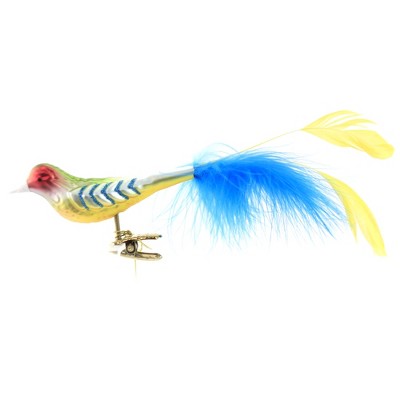 Inge Glas 1.75" Rainbow Finch Ornament Clip-On Bird Spring Easter  -  Tree Ornaments