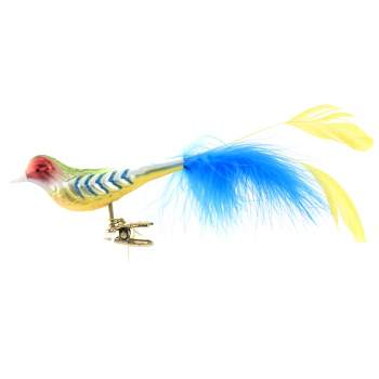 Inge Glas Rainbow Finch Ornament  -  One Ornament 1.75 Inches -  Clip-On Bird Spring Easter  -  10014S020  -  Glass  -  Multicolored