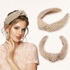Unique Bargains Women's Bohemian Style Knotted Straw Rattan Sponge Headband Khaki Pink 2 Pcs - 3 of 4