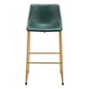 HomeRoots Set of Two 29" Green And Gold Faux Leather And Steel Bar Height Bar Chairs - 4 of 4