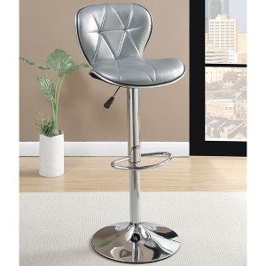 Modern Faux Leather Adjustable Swivel Barstool with Tufted Seat, Round Base, and Footrest, Armless, Set of 2 for Kitchen - 1 of 4
