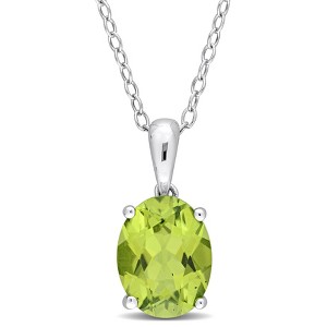 EVERLY JEWELRY | Sterling Silver Pendant with Gemstone and Created Gemstone – Multiple Stone Options - 1 of 4