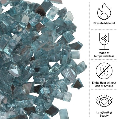 Aqua Blue Tempered Glass Fire Pit Rocks, 10lb