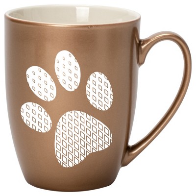 Elanze Designs Pawprint Diamond Gradient Bronze 10 ounce New Bone China Coffee Cup Mug