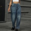 Jeans for Women Trendy High Waisted Wide Leg Baggy Cropped Relax Fit Stretch Denim Trouser Ankle Pants - 4 of 4