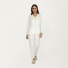 Anna-Kaci Lounge Women's 2-Piece Set Long Sleeve Button Front Pajama Top with Contrast Piping and Relaxed Fit Pants - 2 of 4