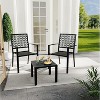 3 Piece Carved Back Design Outdoor Bistro Patio Table and Chairs , Stackable Outdoor Patio Furniture Set for Patio, Balcony, Porch Indoor Outdoor - 4 of 4