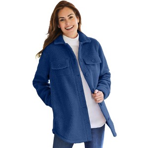 Woman Within Women's Plus Size Berber Button-Front Jacket - 1 of 4