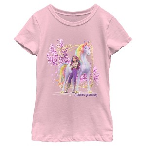Girls Unicorn Academy Sophia And Wildstar Floral T Shirt - 1 of 4