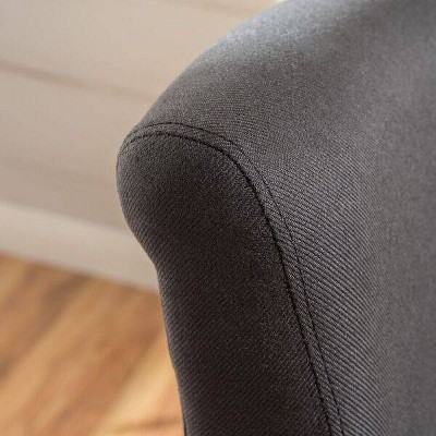 Dark Charcoal and Brown Fabric Swivel Counter Stool