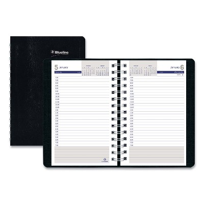 Blueline DuraGlobe Daily Planner Ruled For 30-Minute Appts 8 x 5 Black 2022 C21021T