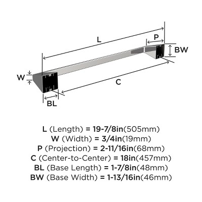 Blackrock 18-Inch Chrome Wall Mounted Towel Bar