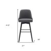 HomeRoots 30" Gray and Black Faux Leather with Solid Wood Swivel Bar Height Bar Chair - 3 of 4