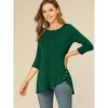 Allegra K Women's 3/4 Sleeve Round Neck Button Decor Casual Stretchy Tunic Tops - 3 of 4