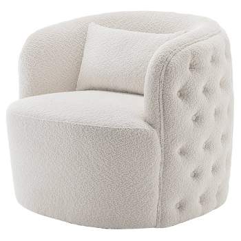  34" Wide Boucle Tufted Upholstered 360° Swivel Armchair - Kinwell