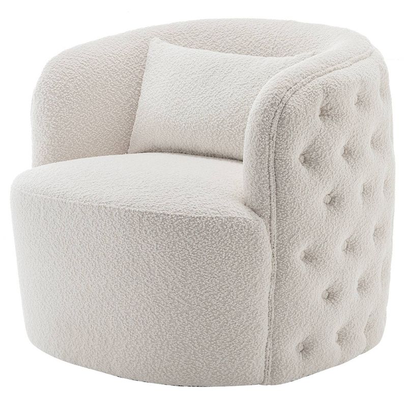  34" Wide Boucle Tufted Upholstered 360° Swivel Armchair - Kinwell, 1 of 12